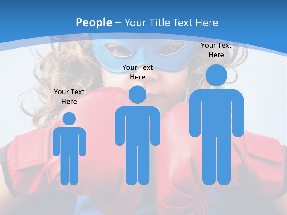 A Little Girl Wearing A Blue Mask And Red Boxing Gloves PowerPoint Template