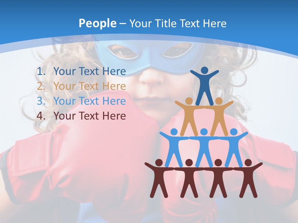 A Little Girl Wearing A Blue Mask And Red Boxing Gloves PowerPoint Template