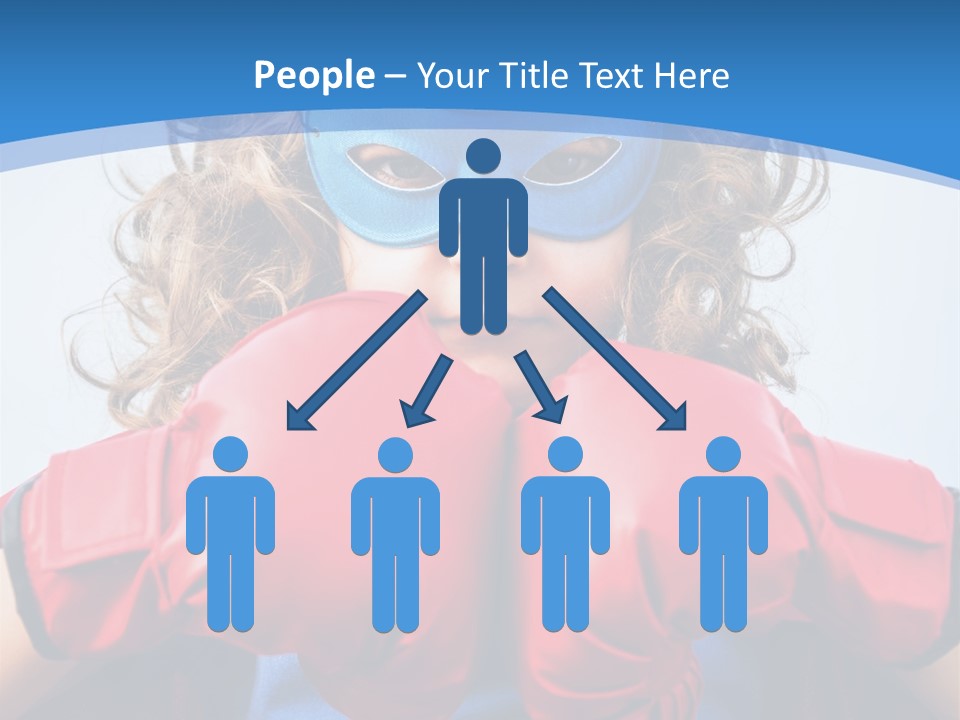 A Little Girl Wearing A Blue Mask And Red Boxing Gloves PowerPoint Template