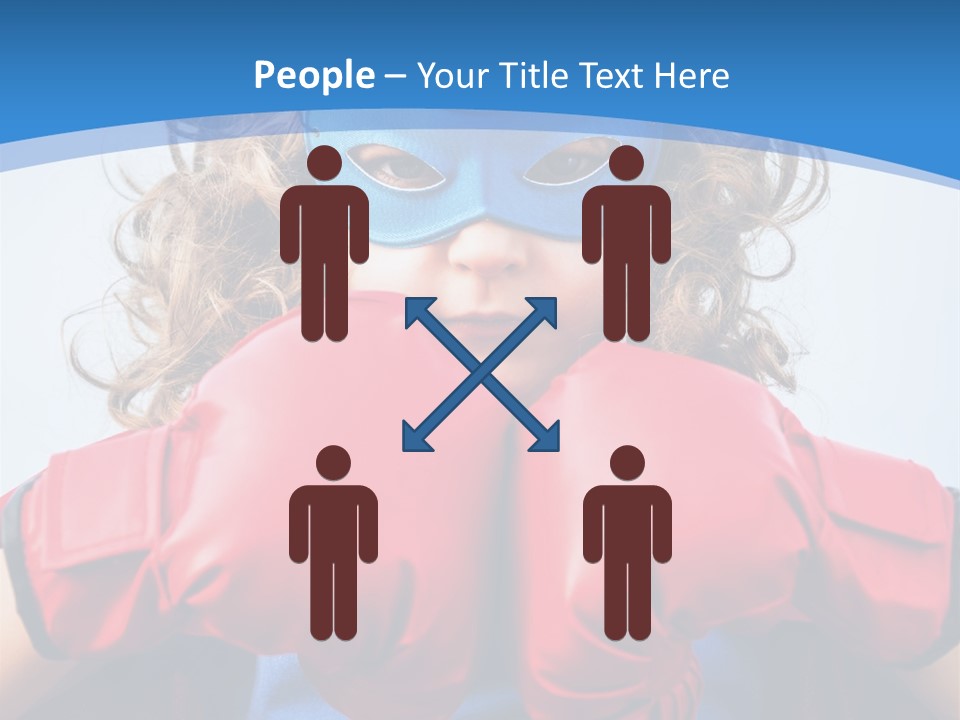 A Little Girl Wearing A Blue Mask And Red Boxing Gloves PowerPoint Template