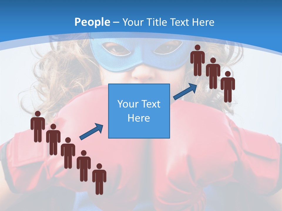 A Little Girl Wearing A Blue Mask And Red Boxing Gloves PowerPoint Template