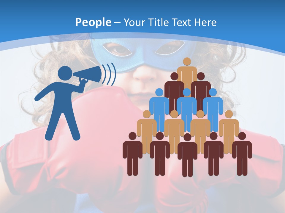 A Little Girl Wearing A Blue Mask And Red Boxing Gloves PowerPoint Template
