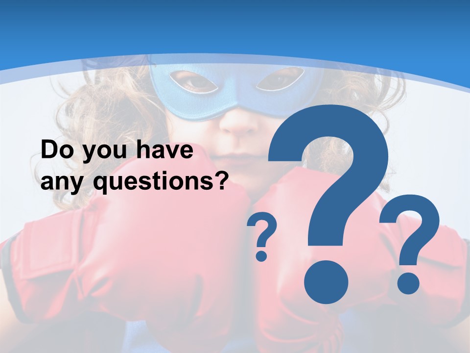A Little Girl Wearing A Blue Mask And Red Boxing Gloves PowerPoint Template