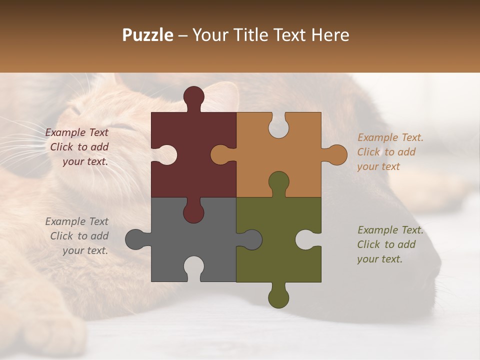 A Dog And A Cat Laying Next To Each Other PowerPoint Template