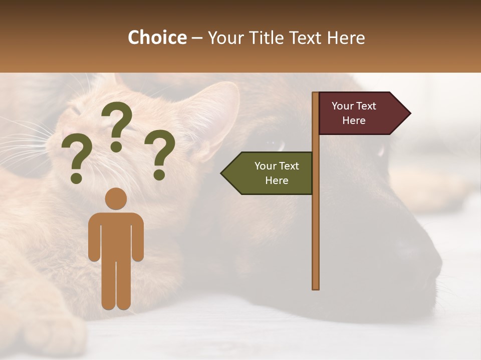 A Dog And A Cat Laying Next To Each Other PowerPoint Template
