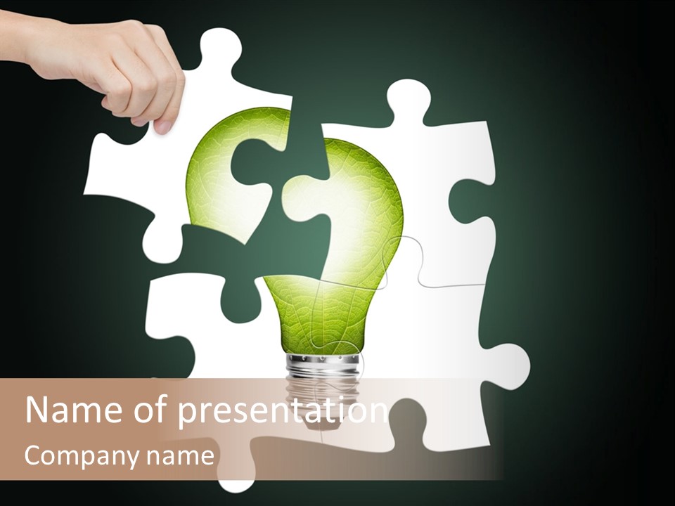 A Person Holding A Piece Of Puzzle With A Light Bulb PowerPoint Template