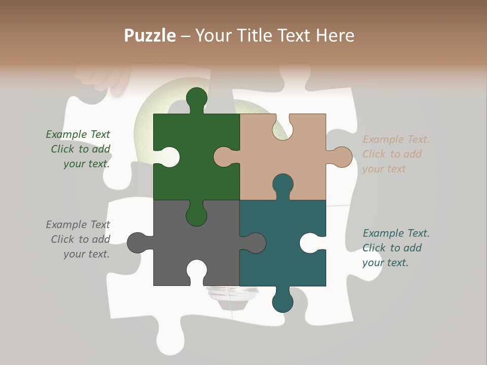 A Person Holding A Piece Of Puzzle With A Light Bulb PowerPoint Template