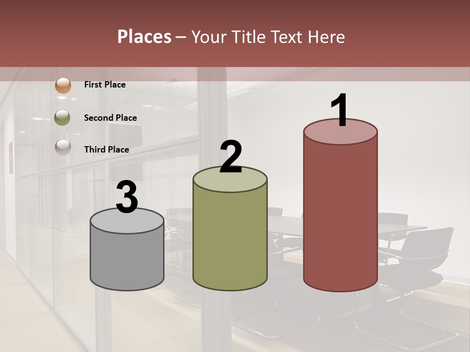 A Conference Room With A Table And Chairs PowerPoint Template