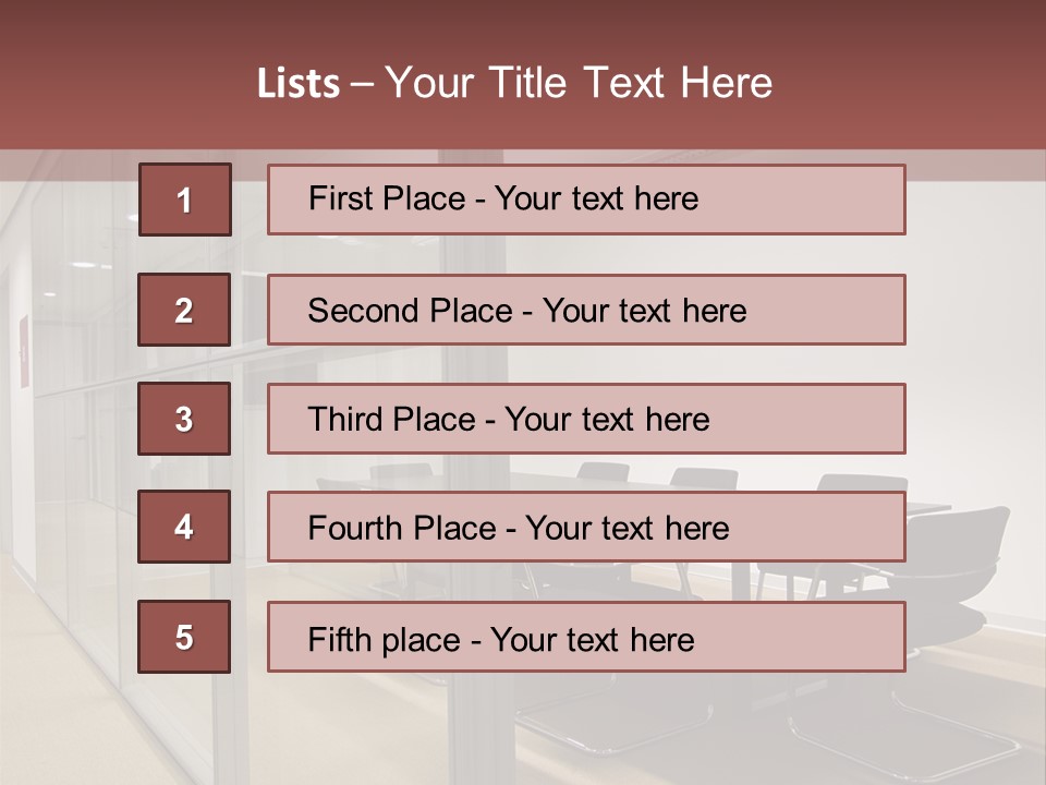 A Conference Room With A Table And Chairs PowerPoint Template