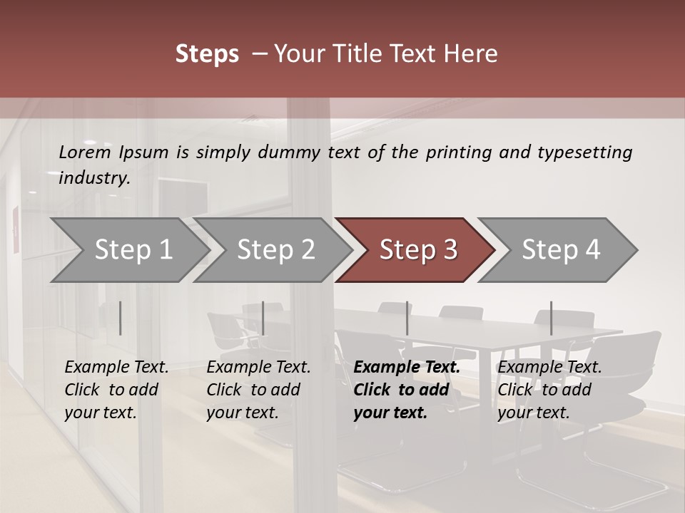 A Conference Room With A Table And Chairs PowerPoint Template