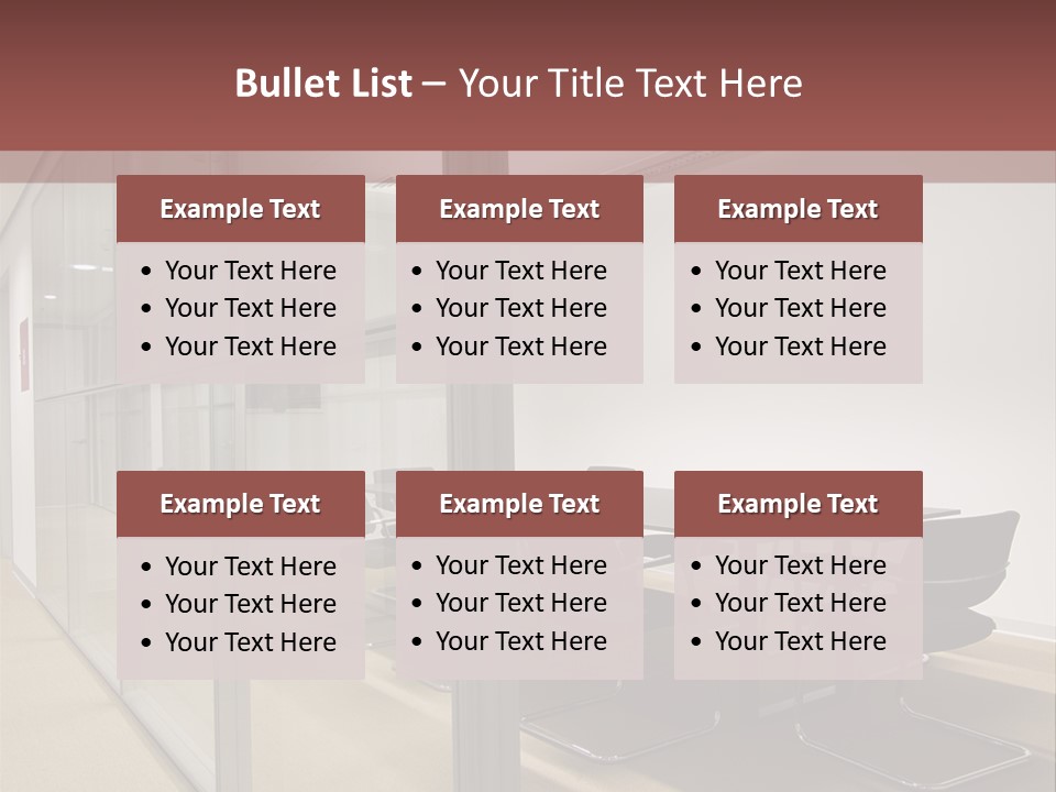 A Conference Room With A Table And Chairs PowerPoint Template