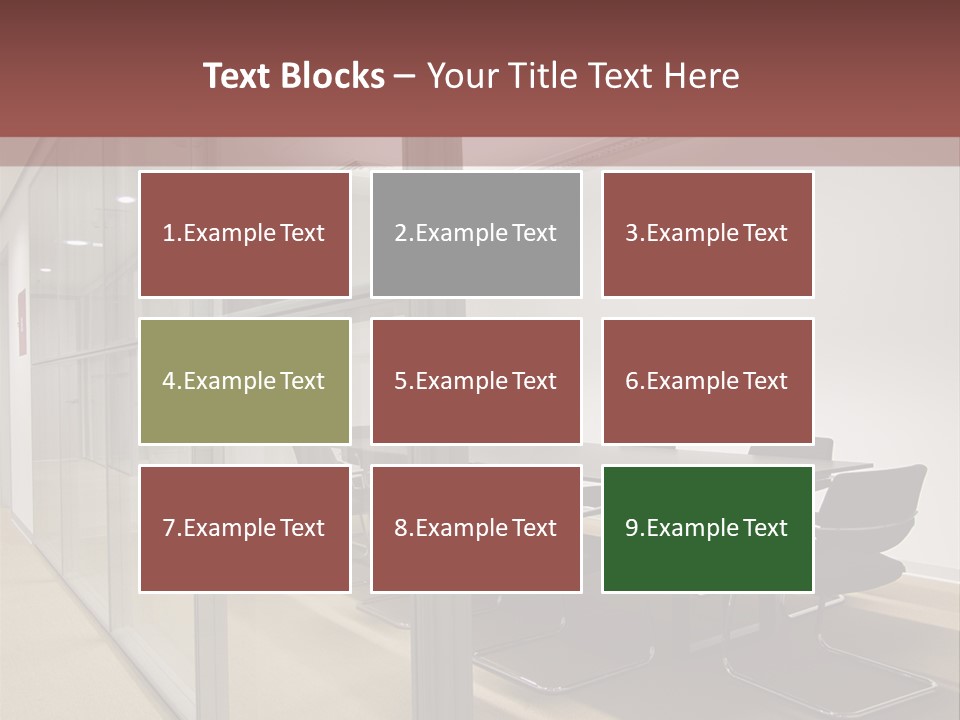 A Conference Room With A Table And Chairs PowerPoint Template
