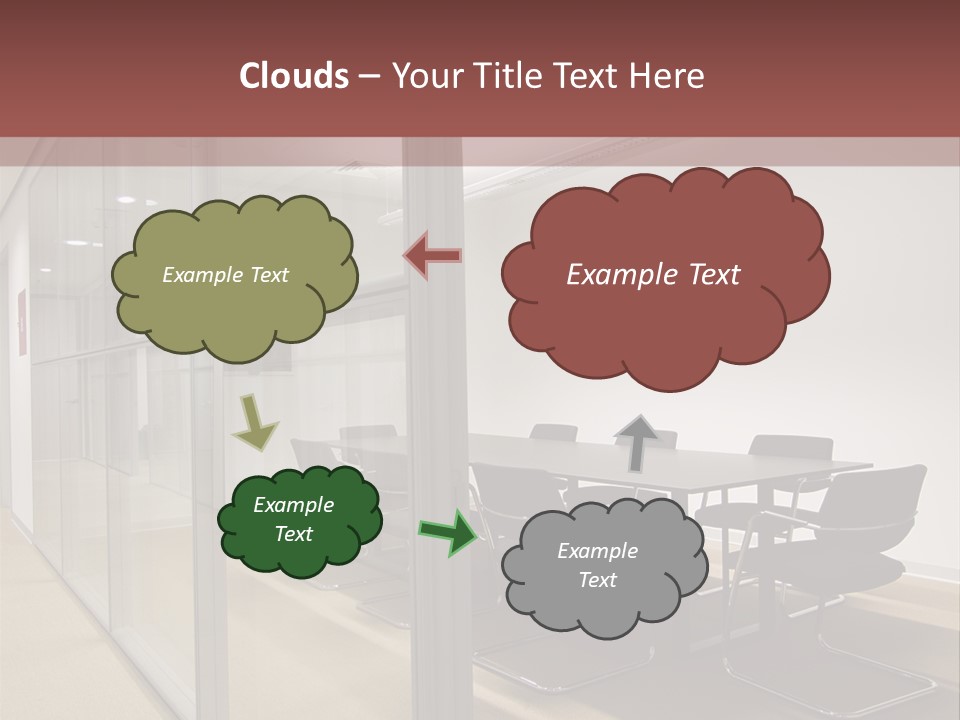 A Conference Room With A Table And Chairs PowerPoint Template
