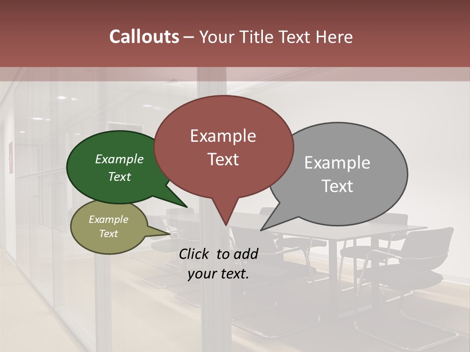 A Conference Room With A Table And Chairs PowerPoint Template