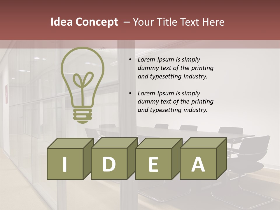 A Conference Room With A Table And Chairs PowerPoint Template