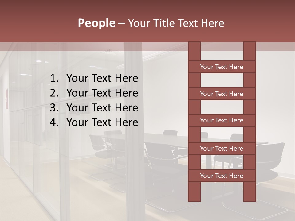A Conference Room With A Table And Chairs PowerPoint Template