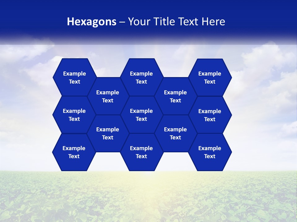 The Sun Shining Over A Field Of Crops PowerPoint Template