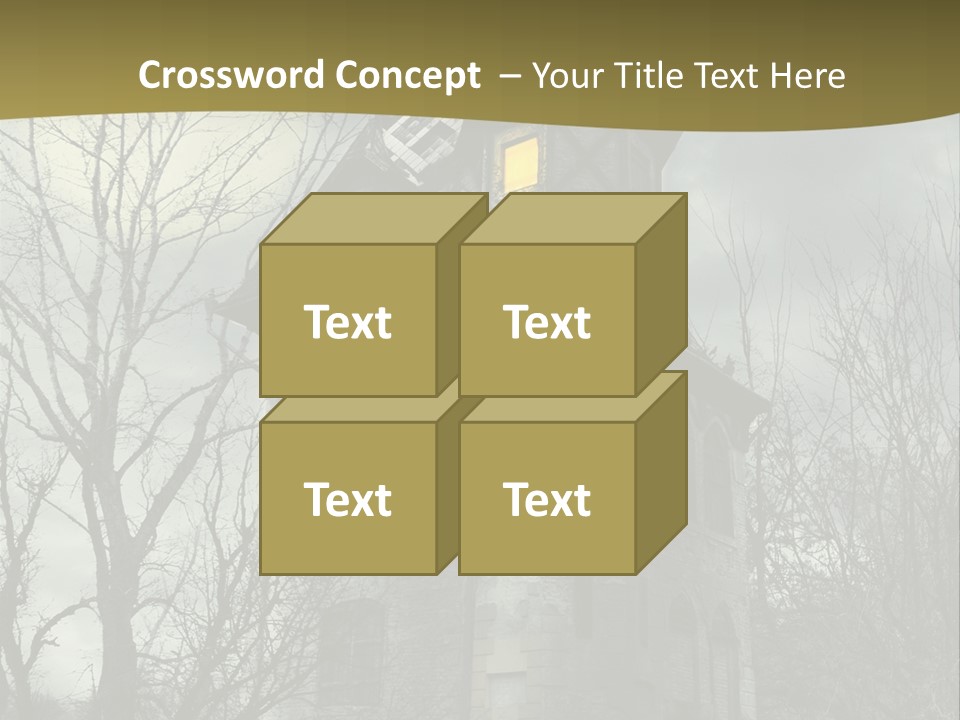 An Old Building With A Yellow Light In The Window PowerPoint Template
