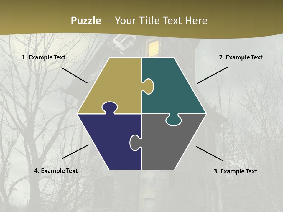 An Old Building With A Yellow Light In The Window PowerPoint Template