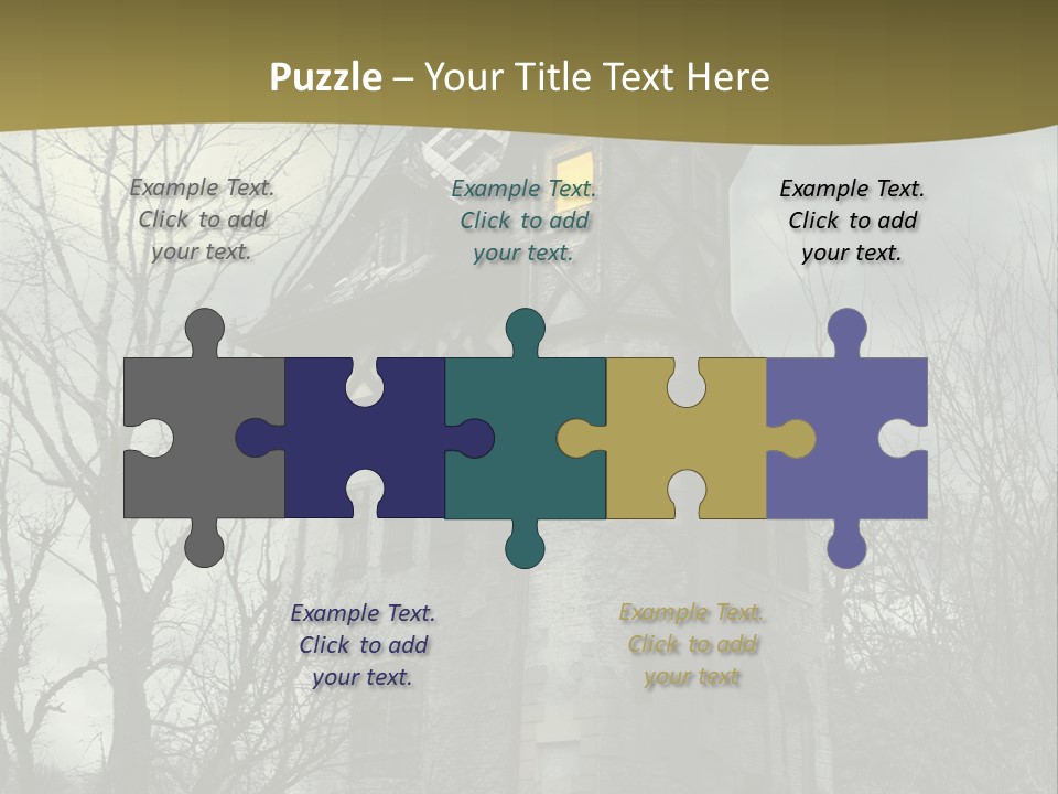 An Old Building With A Yellow Light In The Window PowerPoint Template