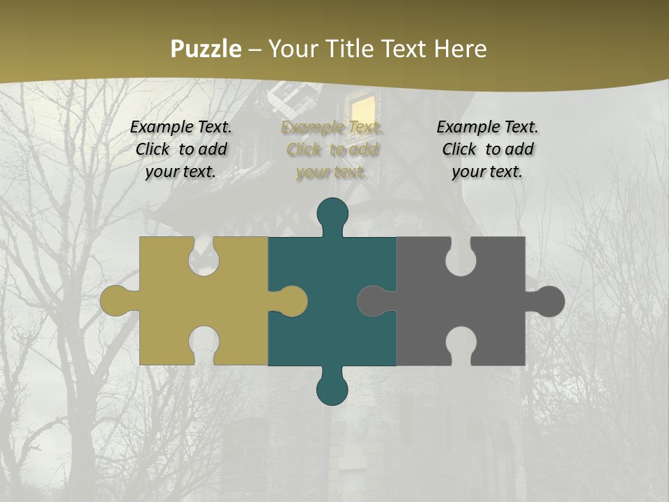 An Old Building With A Yellow Light In The Window PowerPoint Template