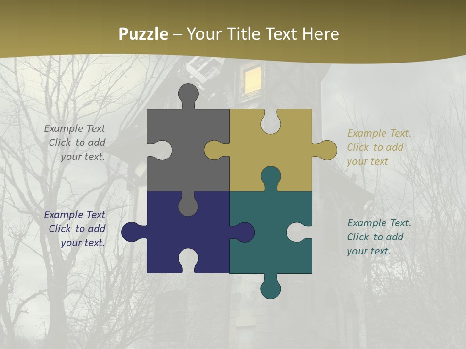An Old Building With A Yellow Light In The Window PowerPoint Template