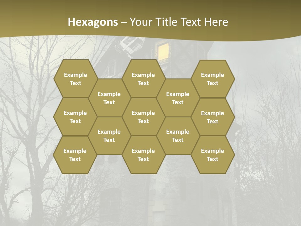 An Old Building With A Yellow Light In The Window PowerPoint Template