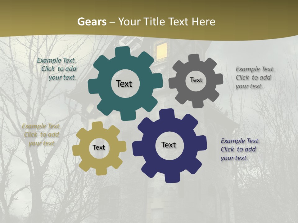 An Old Building With A Yellow Light In The Window PowerPoint Template