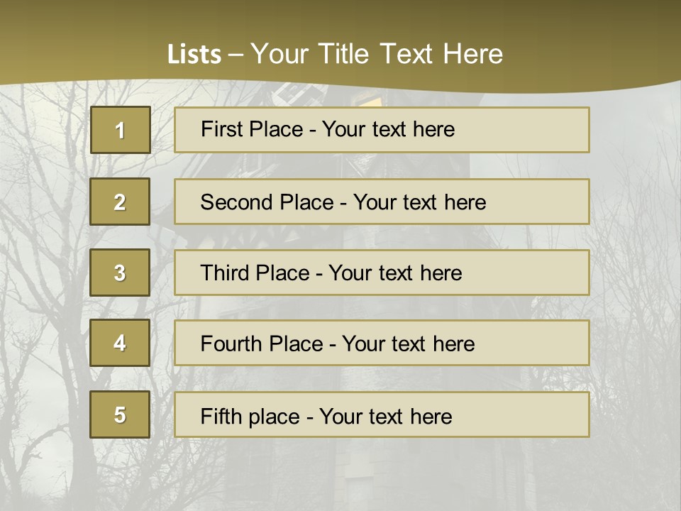 An Old Building With A Yellow Light In The Window PowerPoint Template