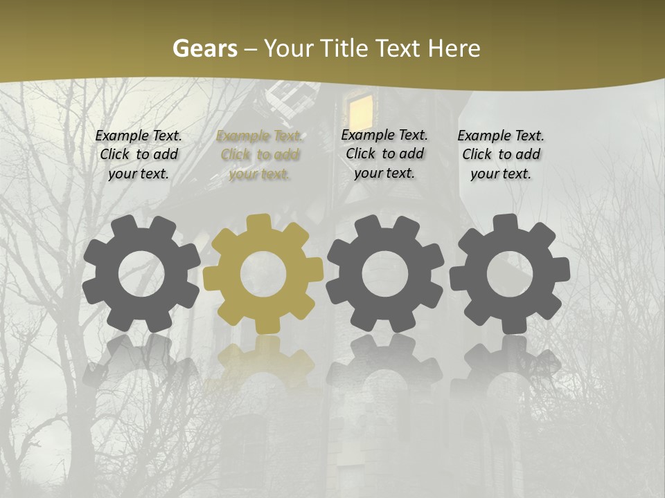 An Old Building With A Yellow Light In The Window PowerPoint Template