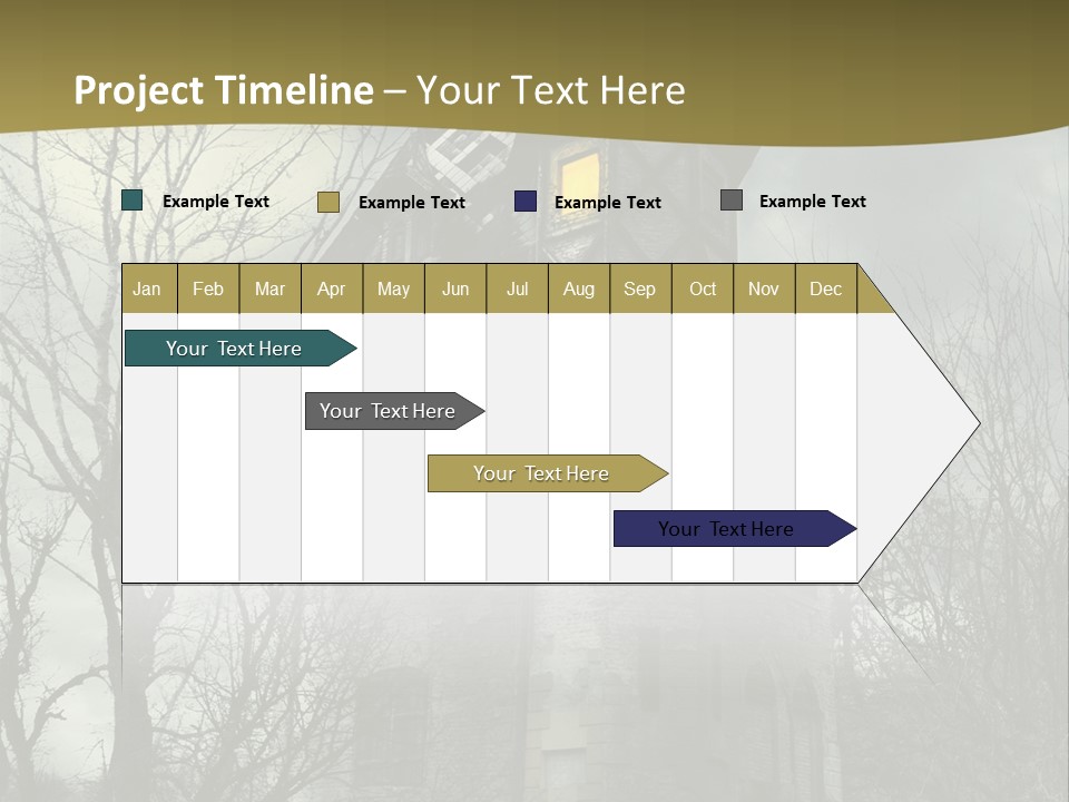 An Old Building With A Yellow Light In The Window PowerPoint Template