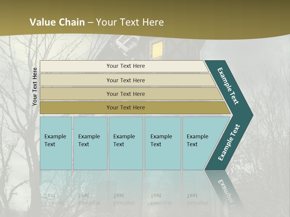 An Old Building With A Yellow Light In The Window PowerPoint Template