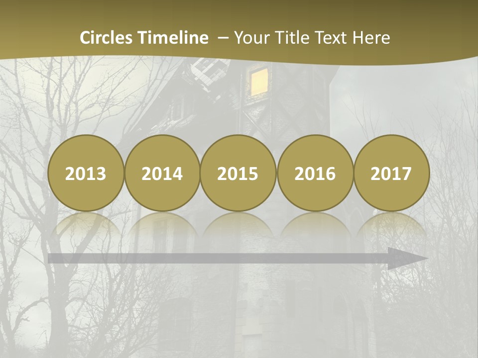 An Old Building With A Yellow Light In The Window PowerPoint Template