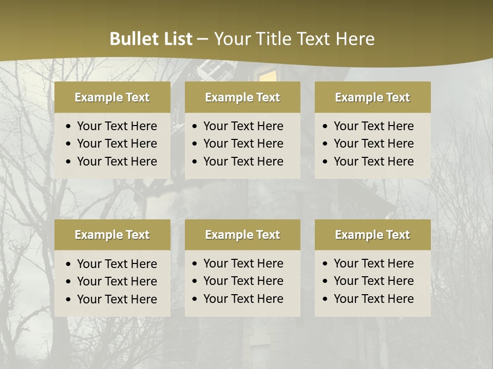 An Old Building With A Yellow Light In The Window PowerPoint Template