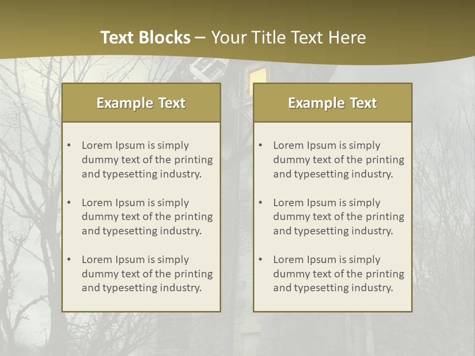 An Old Building With A Yellow Light In The Window PowerPoint Template