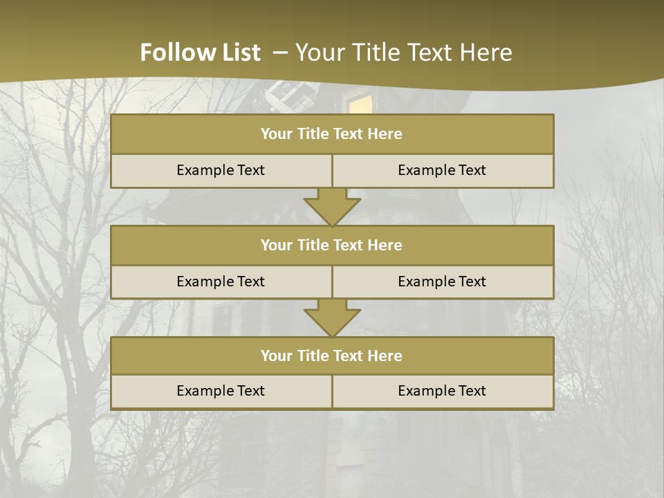 An Old Building With A Yellow Light In The Window PowerPoint Template