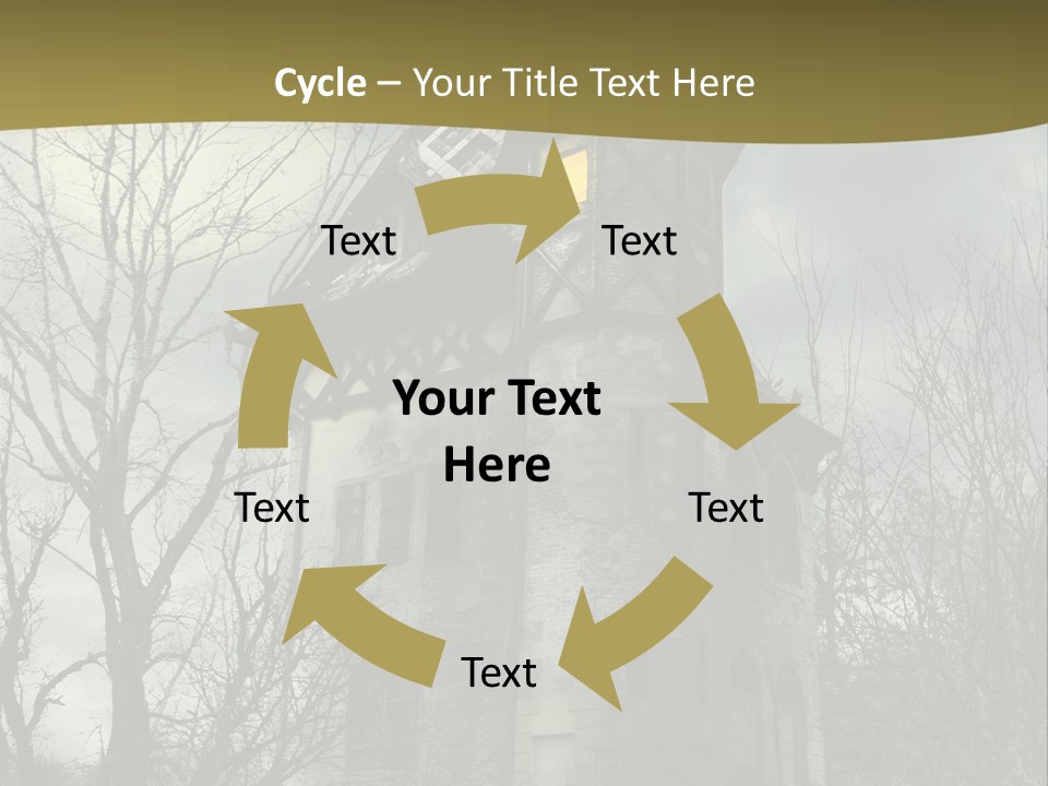 An Old Building With A Yellow Light In The Window PowerPoint Template