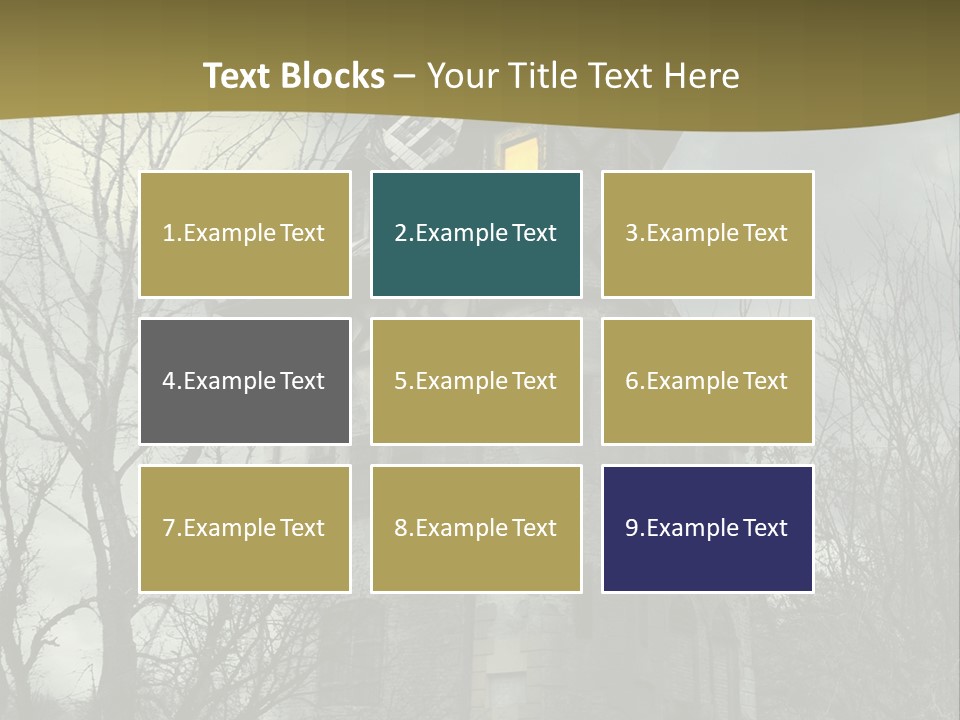 An Old Building With A Yellow Light In The Window PowerPoint Template