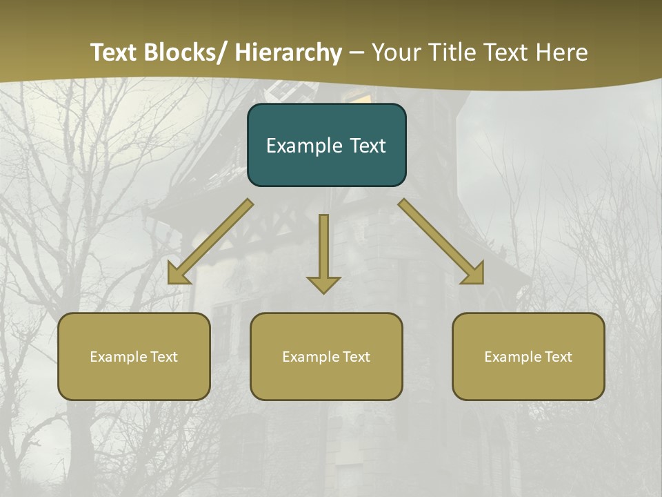 An Old Building With A Yellow Light In The Window PowerPoint Template