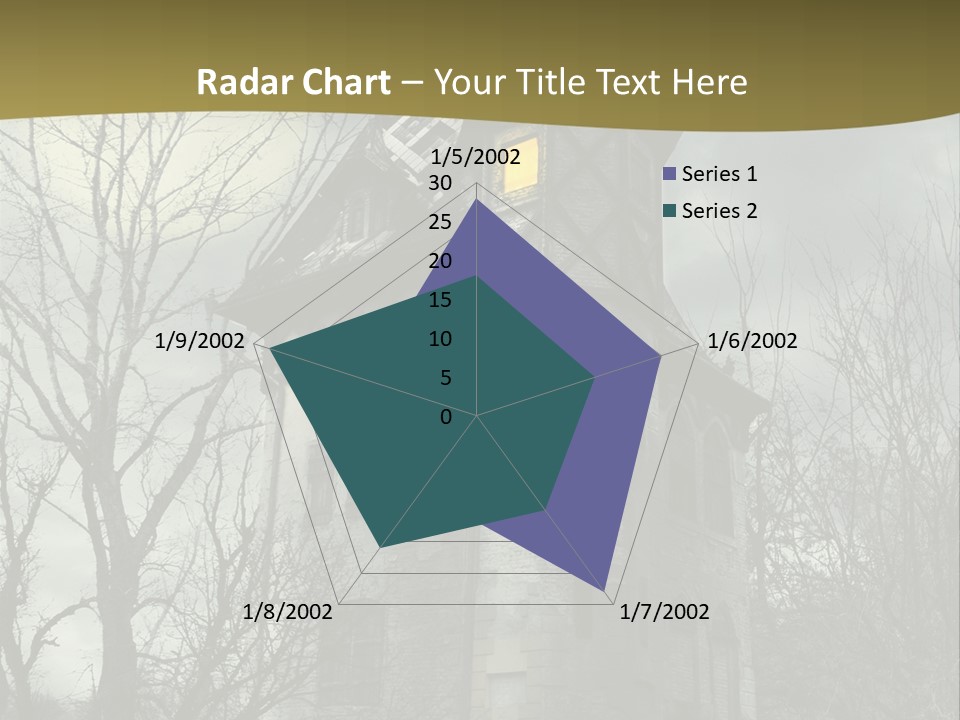 An Old Building With A Yellow Light In The Window PowerPoint Template