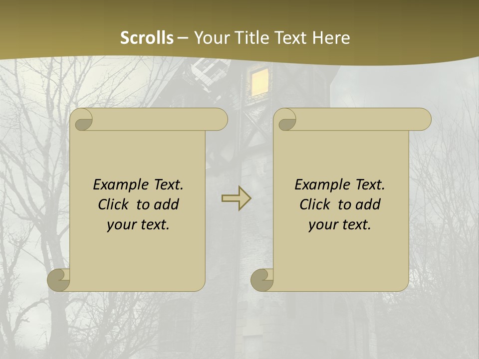 An Old Building With A Yellow Light In The Window PowerPoint Template