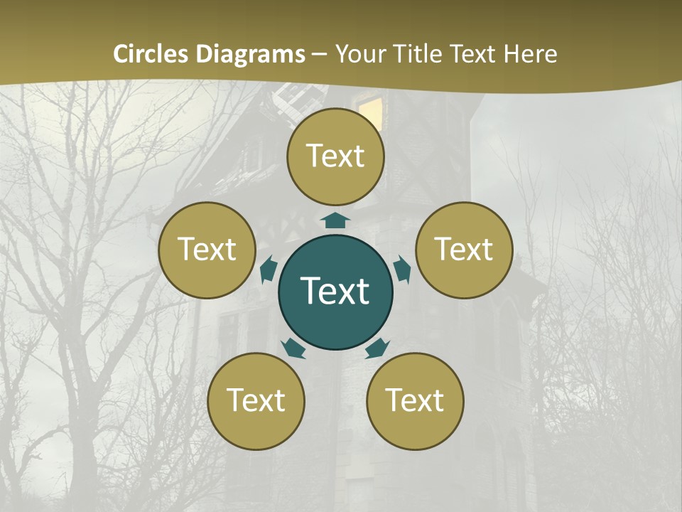 An Old Building With A Yellow Light In The Window PowerPoint Template