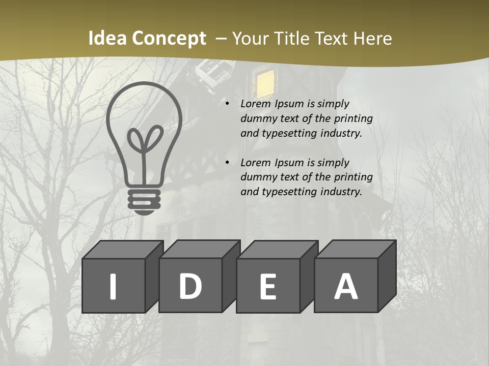 An Old Building With A Yellow Light In The Window PowerPoint Template