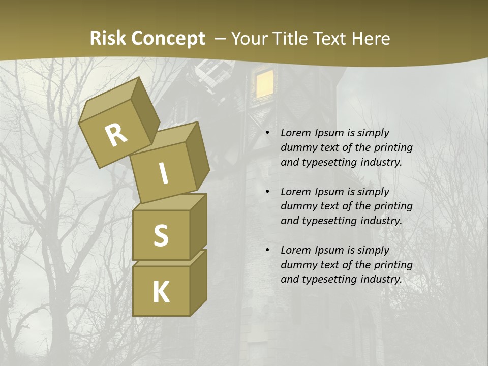 An Old Building With A Yellow Light In The Window PowerPoint Template