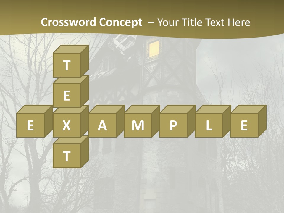 An Old Building With A Yellow Light In The Window PowerPoint Template