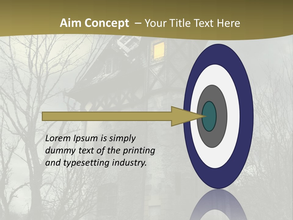 An Old Building With A Yellow Light In The Window PowerPoint Template