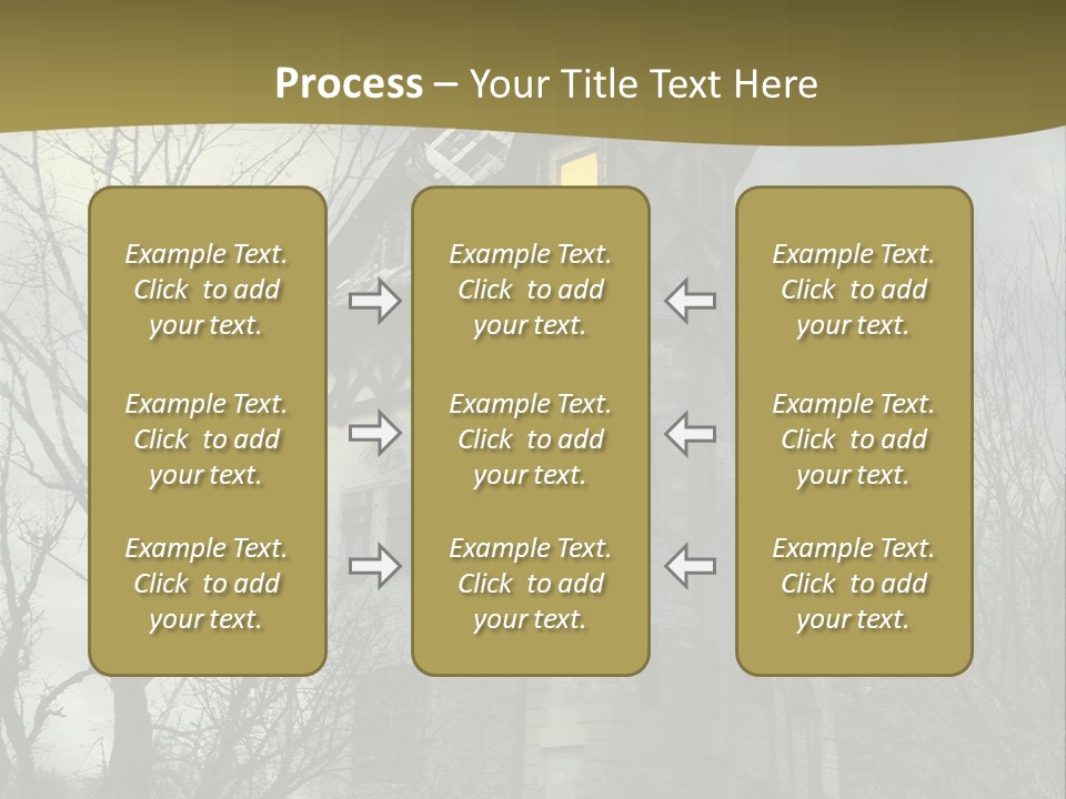 An Old Building With A Yellow Light In The Window PowerPoint Template