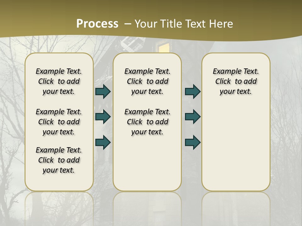 An Old Building With A Yellow Light In The Window PowerPoint Template