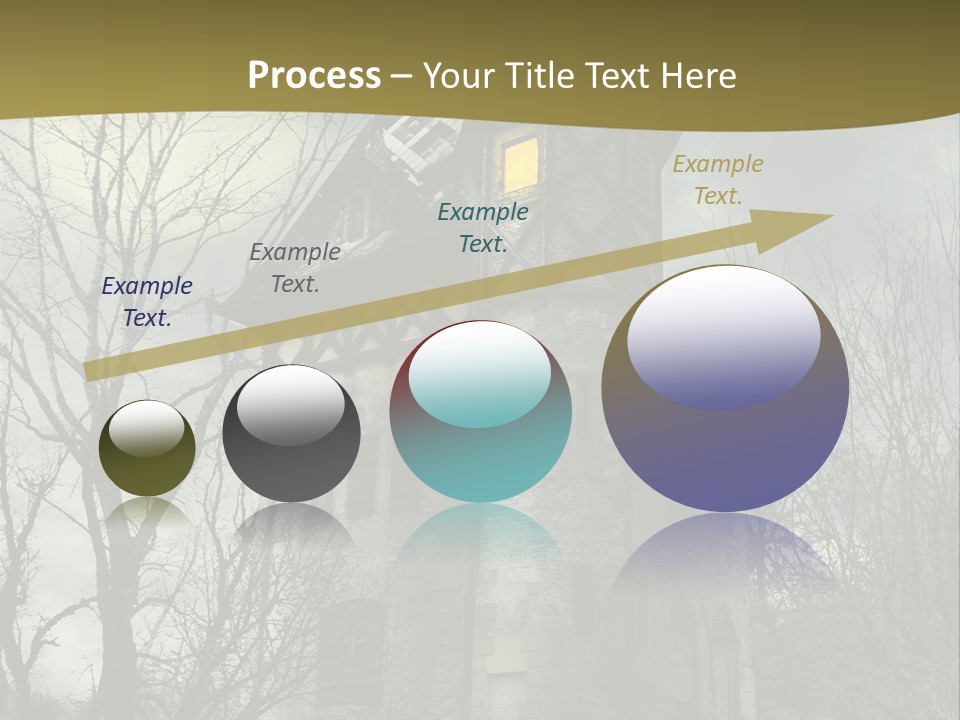 An Old Building With A Yellow Light In The Window PowerPoint Template