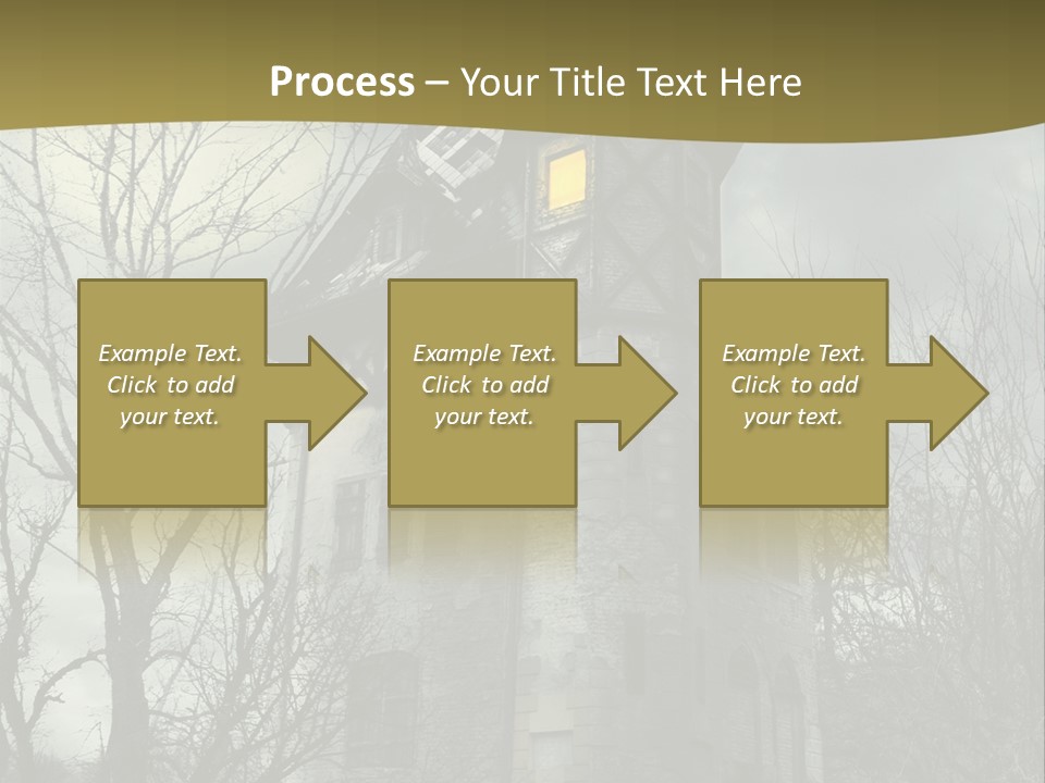 An Old Building With A Yellow Light In The Window PowerPoint Template